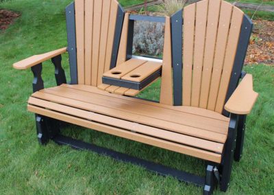 5 foot Adirondack Glider with Console in Cedar and Black