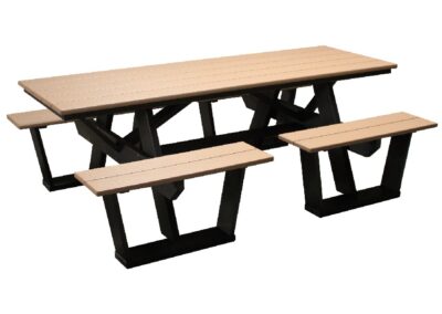6 ft. Split Bench Picnic Table shown in Black and Weatherwood